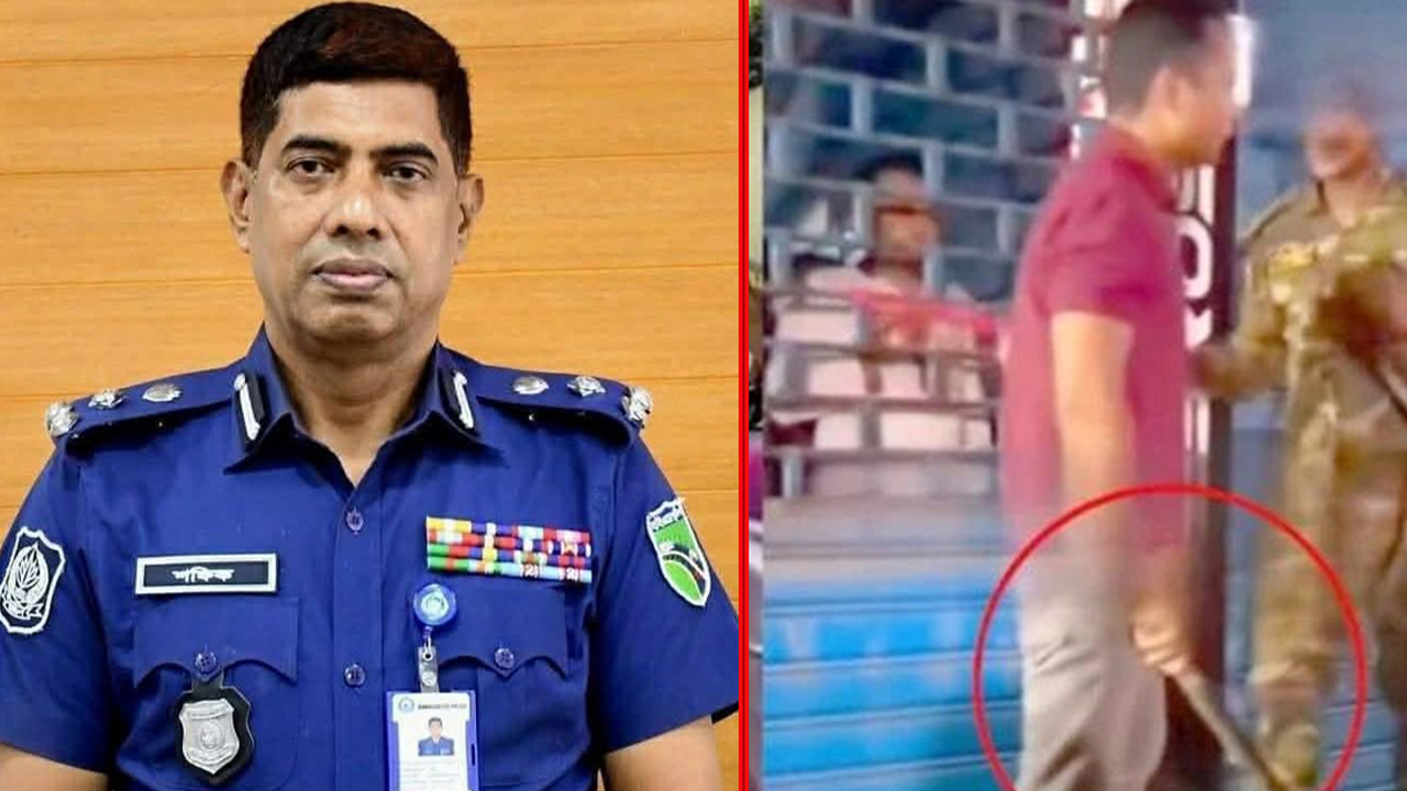 মেরুন রঙের পোশাক পরিহিত যুবক ডিবির কেউ নয় ডিএমপির ডিবিপ্রধান