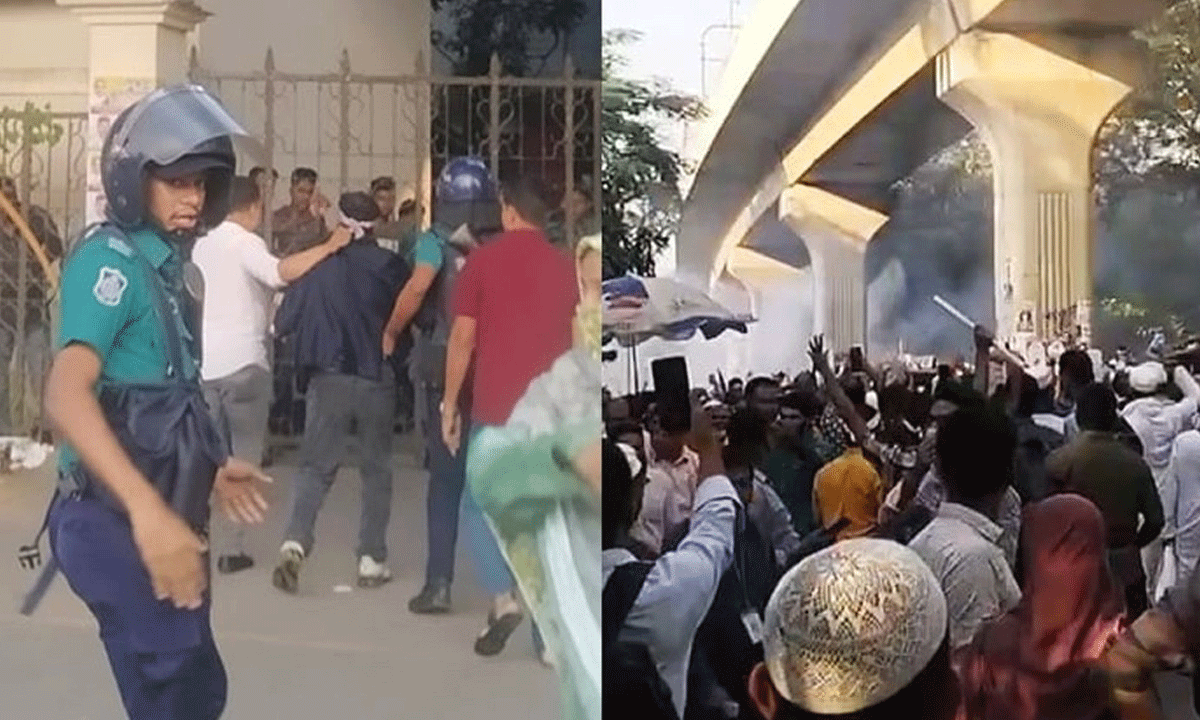 শাহবাগে প্রাথমিক শিক্ষকদের পদযাত্রায় পুলিশের বাধা, জলকামান–সাউন্ড গ্রেনেড ব্যবহার