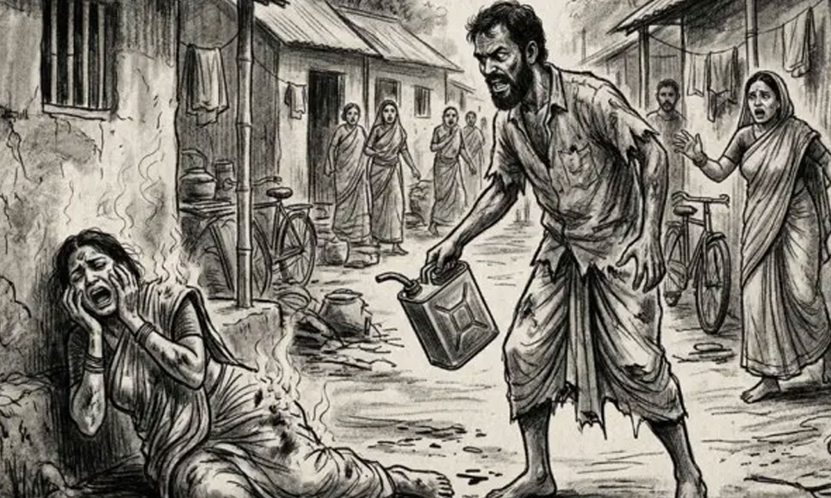 মাদকের টাকার জন্য টাঙ্গাইলে স্ত্রীকে কেরোসিন ঢেলে আগুনে পুড়িয়ে হত্যার অভিযোগ