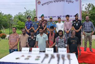 সুন্দরবনে অস্ত্রসহ আত্মসমর্পণ করল ‘সুমন বাহিনী’ বনদস্যু দলের ৭ সদস্য