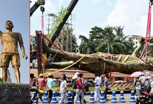 কলকাতা থেকে সরানো হলো মেসির ৭০ ফুট উচ্চতার ভাস্কর্য, জানা গেল কারণ